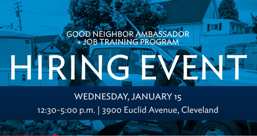 Good Neighbor Ambassador & Job Training Program Hiring Event – Northeast Ohio Regional Sewer District